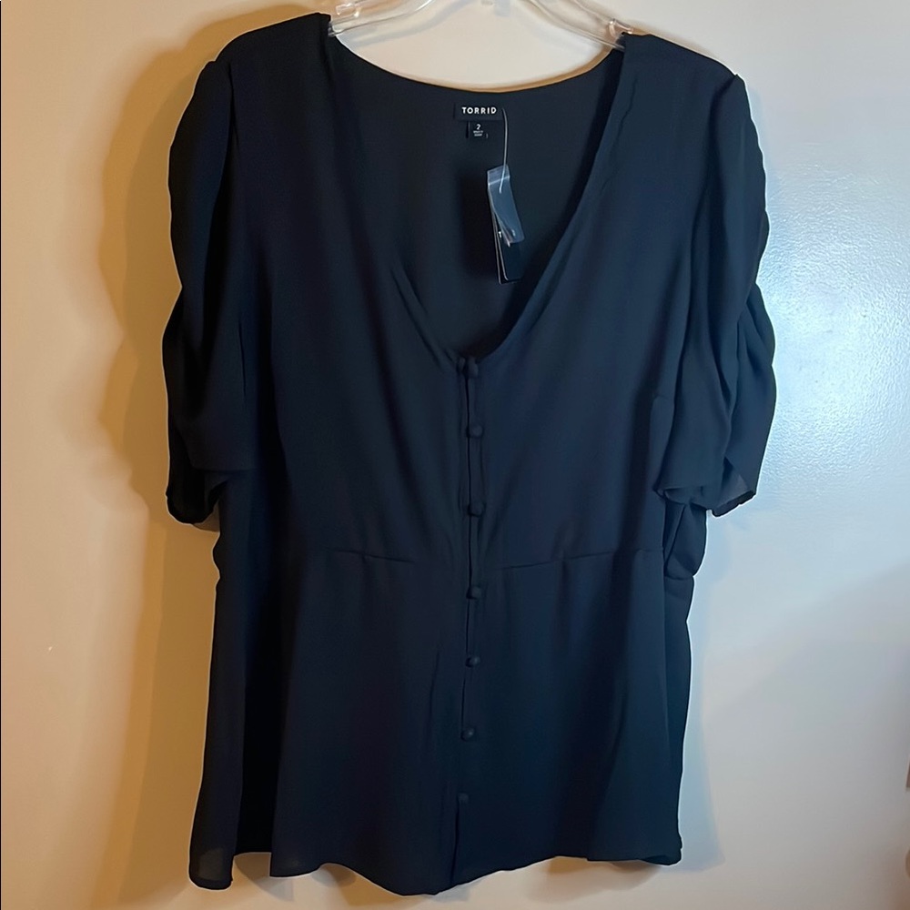 Torrid Georgette Ruched Button Down Blouse